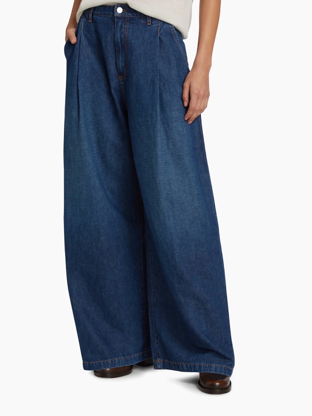 TWP Greene st Wide Leg Mid-Rise Women's Jeans - Dark Blue - Picture 9 of 10